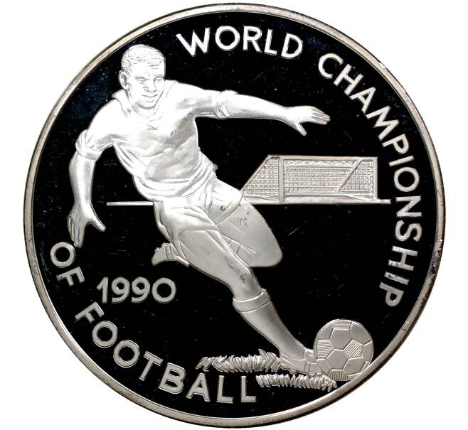 Монета 100 долларов 1990 года Ямайка «Чемпионат мира по футболу 1990 в Италии» (Артикул M2-45551)