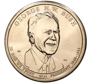 1 доллар 2020 года D США «41-й президент США Джордж Герберт Уокер Буш»