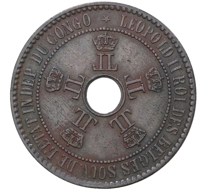 Монета 5 сантимов 1888 года Свободное государство Конго (Бельгийское Конго) (Артикул M2-45816)