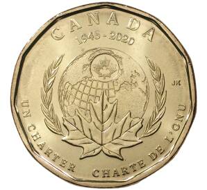 1 доллар 2020 года Канада «75 лет ООН» — Фото №1