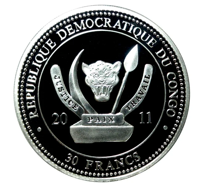 Монета 30 франков 2011 года Леопард (Артикул M2-0613)