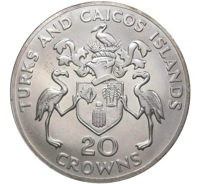 Монета 20 крон 1974 года Теркс и Кайкос «100 лет со дня рождения Уинстона Черчилля» (Артикул M2-45976)