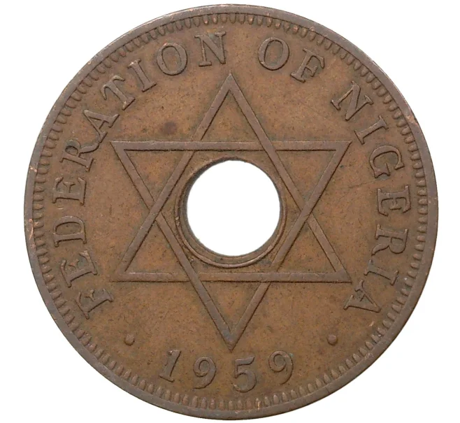 Монета 1 пенни 1959 года Британская Нигерия (Артикул M2-46019)