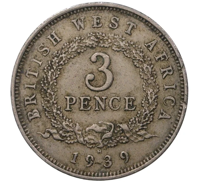 Монета 3 пенса 1939 года Н Британская Западная Африка (Артикул M2-46048)