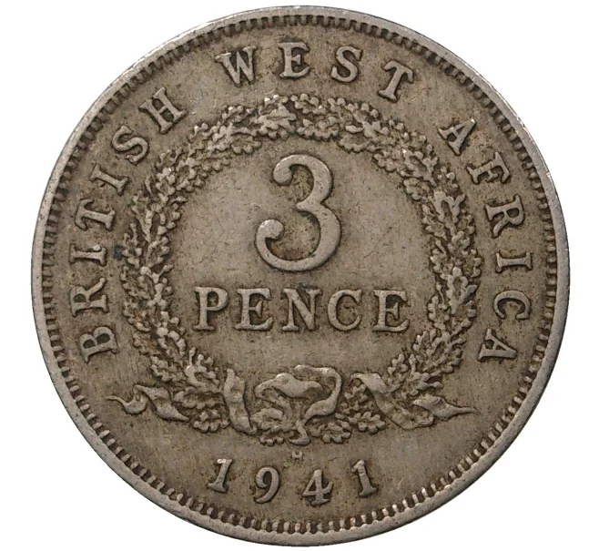 Монета 3 пенса 1941 года Н Британская Западная Африка (Артикул M2-46050)