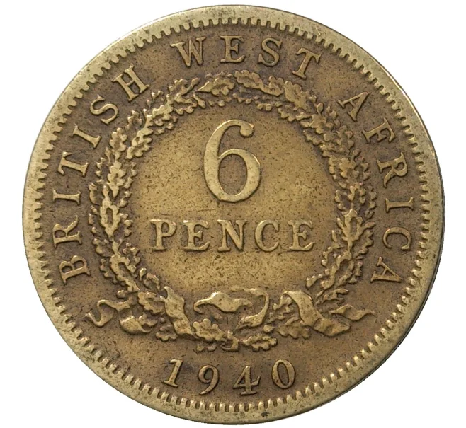 Монета 6 пенсов 1940 года Британская Западная Африка (Артикул M2-46108)