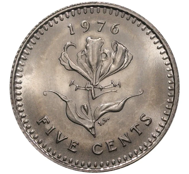 Монета 5 центов 1976 года Родезия (Артикул K27-1253)