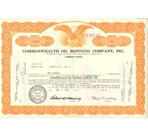 Облигация (сертификат на 100 акций) 1960 года США