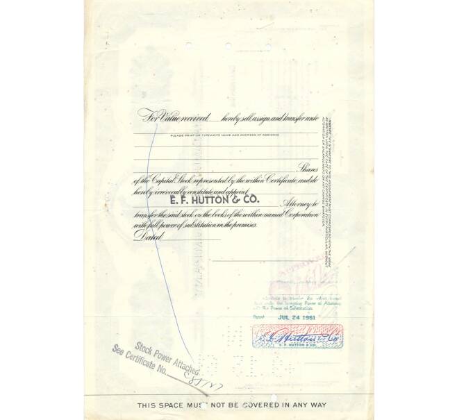 Облигация (сертификат на 1 акцию) 1959 года США (Артикул B2-6484)