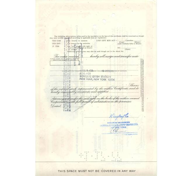 Облигация (сертификат на 100 акций) 1975 года США (Артикул B2-6499)