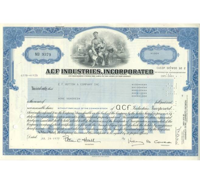 Облигация (сертификат на 100 акций) 1979 года США (Артикул B2-6518)