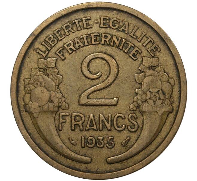 Монета 2 франка 1935 года Франция (Артикул K27-1610)