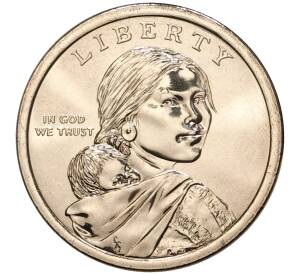 1 доллар 2021 года D США «Коренные американцы (Сакагавея) — Индейцы в армии США» — Фото №2