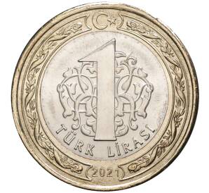 1 лира 2021 года Турция «100 лет Газиантепу» — Фото №2