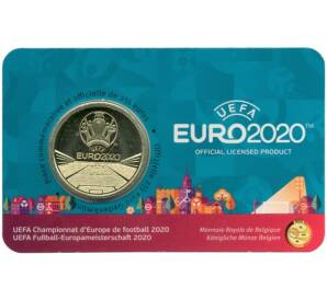 2 1/2 евро 2021 года Бельгия «Чемпионат Европы по футболу UEFA EURO 2020» (Надписи на лицевой стороне блистера на французском и немецком) — Фото №1
