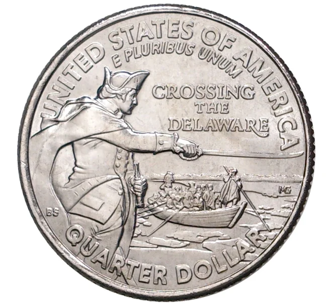 Монета 1/4 доллара (25 центов) 2021 года P США «Джордж Вашингтон — Переправа через реку Делавэр» (Артикул M2-48554)