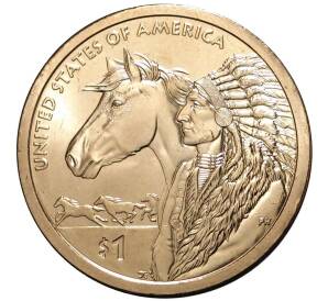 1 доллар 2012 года D США «Коренные американцы (Сакагавея) — Индеец с лошадью»