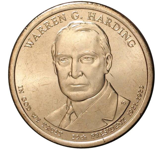 Монета 1 доллар 2014 года D США «29-й президент США Уоррен Гардинг» (Артикул: M2-1011) — Фото №1