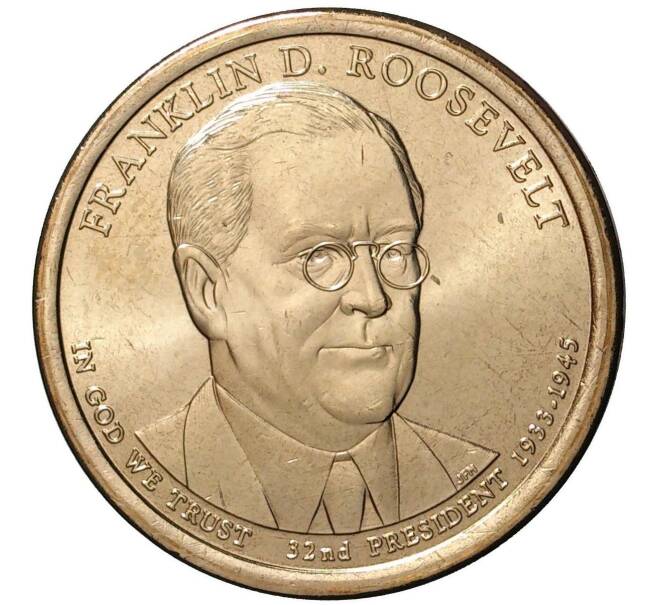 Монета 1 доллар 2014 года D США «32-й президент США Франклин Рузвельт» (Артикул: M2-1014) — Фото №1