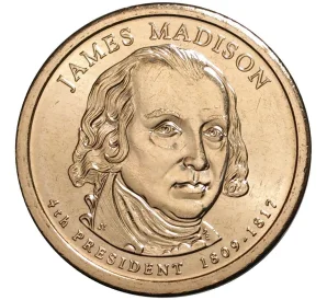 1 доллар 2007 года Р США «4-й президент США Джеймс Мэдисон»