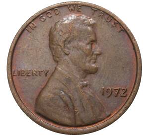 1 цент 1972 года США — Фото №1