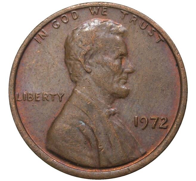 Монета 1 цент 1972 года США (Артикул: M2-4396) — Фото №1