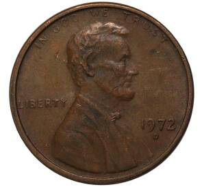 1 цент 1972 года D США — Фото №1