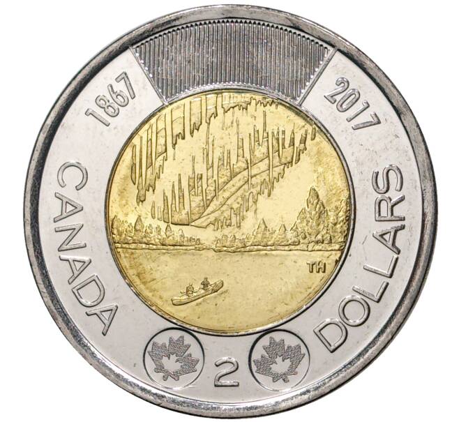 Монета 2 доллара 2017 года Канада «150 лет Конфедерации — Полярное сияние» (Артикул M2-6200)