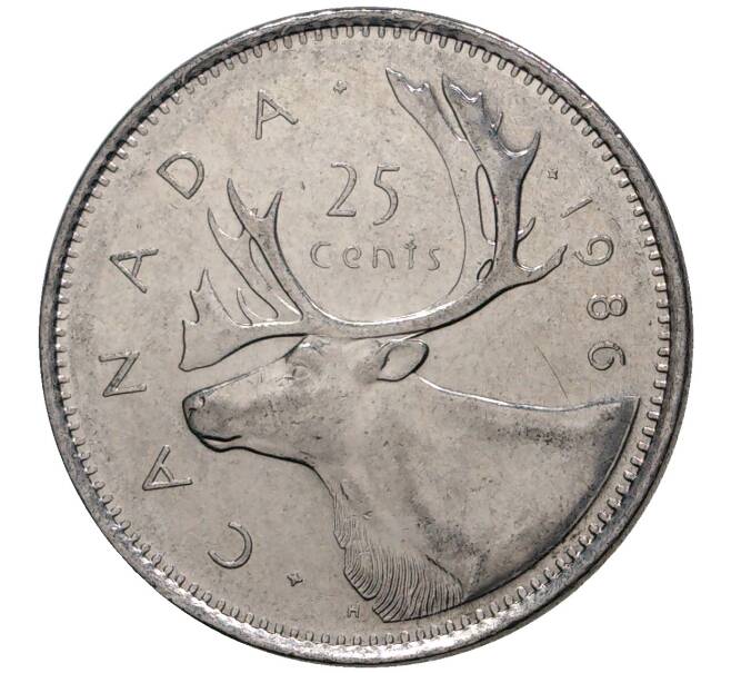 Монета 25 центов 1986 года Канада (Артикул M2-32568)