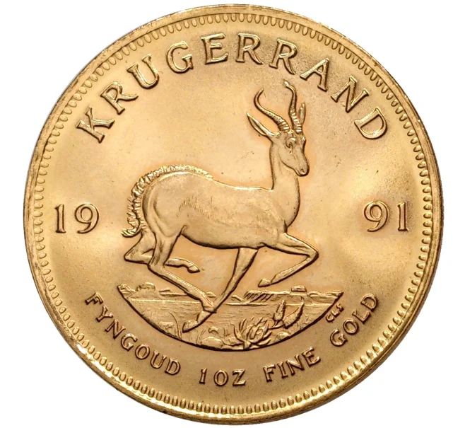 Монета 1 крюгеррэнд 1991 года ЮАР (Артикул K11-0109)