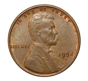 1 цент 1952 года D США — Фото №1