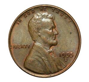 1 цент 1955 года D США — Фото №1