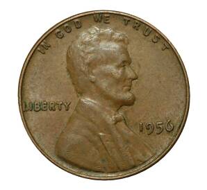1 цент 1956 года США — Фото №1