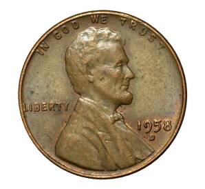 1 цент 1958 года D США — Фото №1