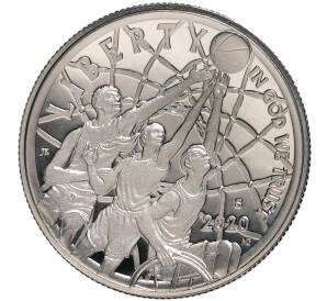 1/2 доллара (50 центов) 2020 года S США «Зал Славы Баскетбола» (Цветное покрытие) — Фото №2