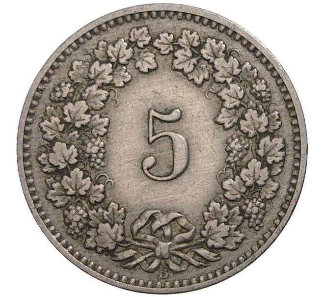 Монета 5 раппенов 1889 года Швейцария (Артикул K27-3202)