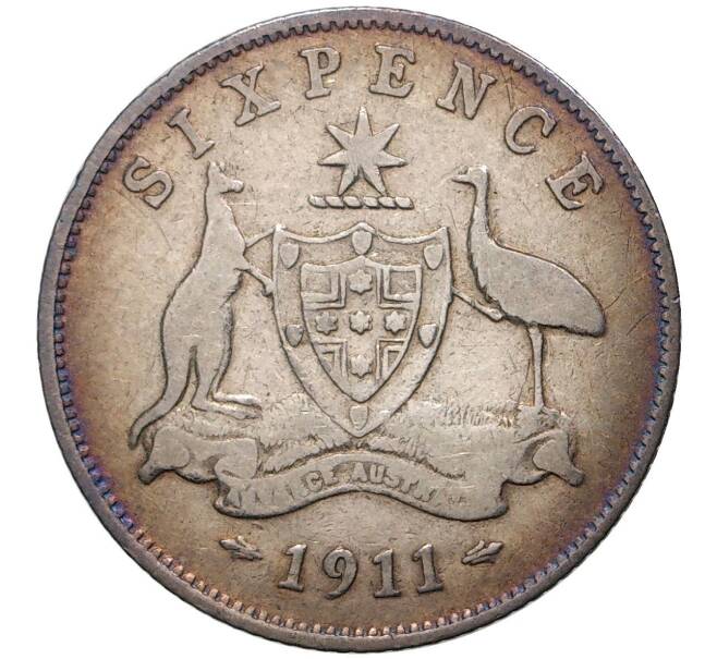 Монета 6 пенсов 1911 года Австралия (Артикул K27-3222)