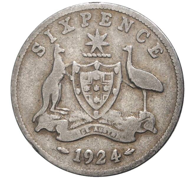 Монета 6 пенсов 1924 года Австралия (Артикул K27-3225)