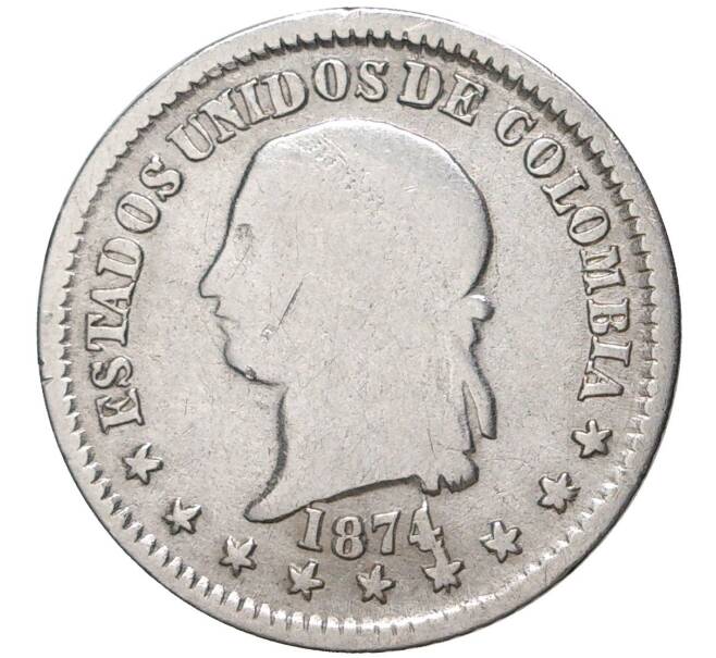 Монета 10 сентаво 1874 года Колумбия (Артикул K27-4182)