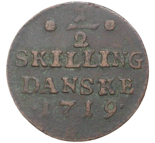 Монета 1/2 скиллинга 1719 года Дания (Артикул K27-4238)