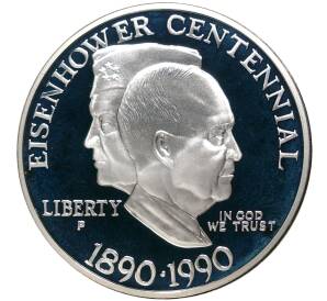 1 доллар 1990 года P США «100 лет со дня рождения Эйзенхауэра»