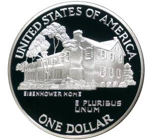 1 доллар 1990 года P США «100 лет со дня рождения Эйзенхауэра»