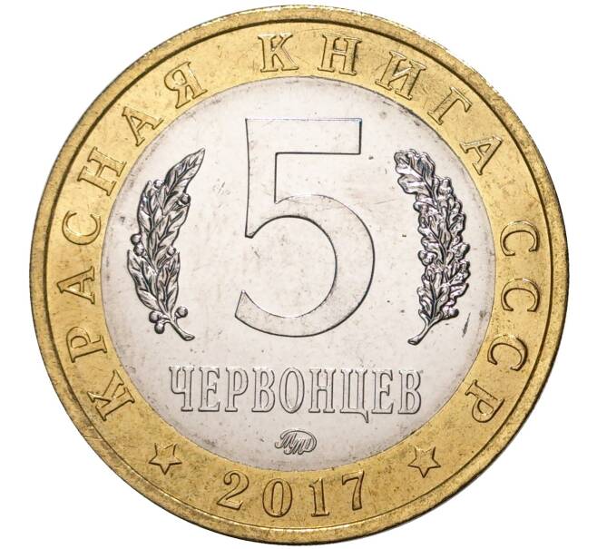 Монетовидный жетон 5 червонцев 2017 года ММД «Красная книга СССР — Жук-олень» (Артикул M1-41187) — Фото №2