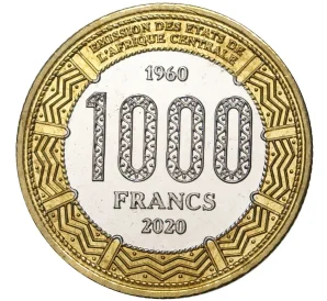 1000 франков 2020 года Конго «60 лет независимости»
