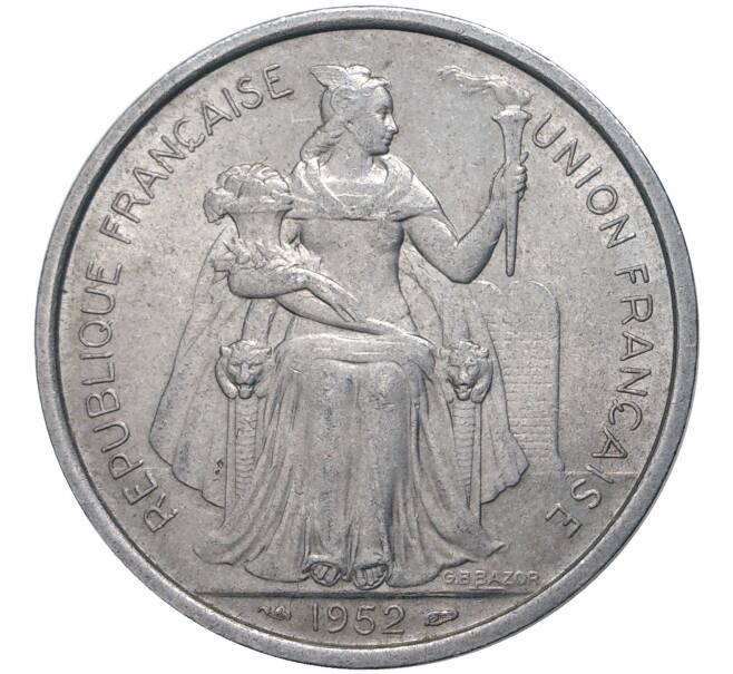 Монета 5 франков 1952 года Новая Каледония (Артикул K27-4644)