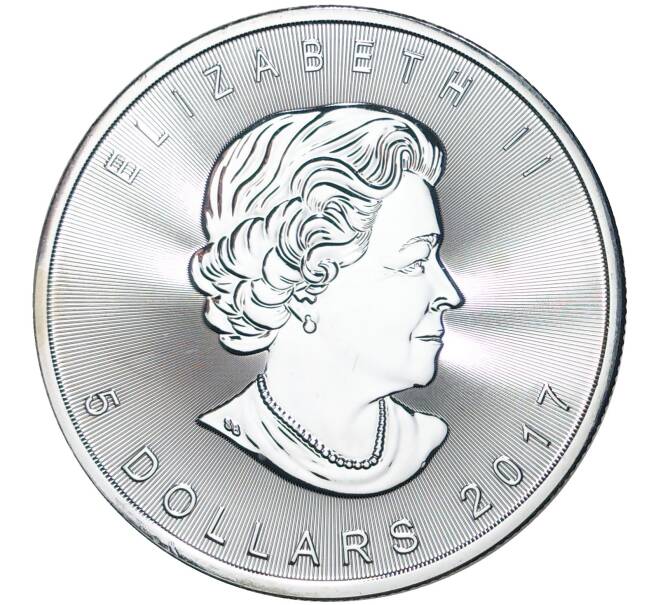 Монета 5 долларов 2017 года Канада «Кленовый лист» (Артикул K11-0268)