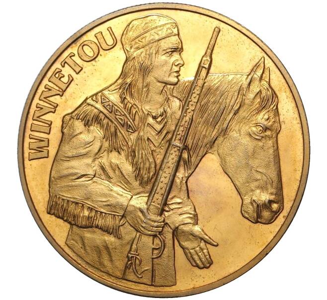 Жетон (медаль) 1992 года Германия «150 лет со дня рождения Карла Мая — автора рассказов о Виннету»