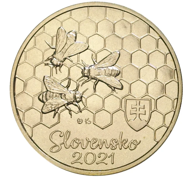 Монета 5 евро 2021 года Словакия «Медоносная пчела» (Артикул M2-52096)