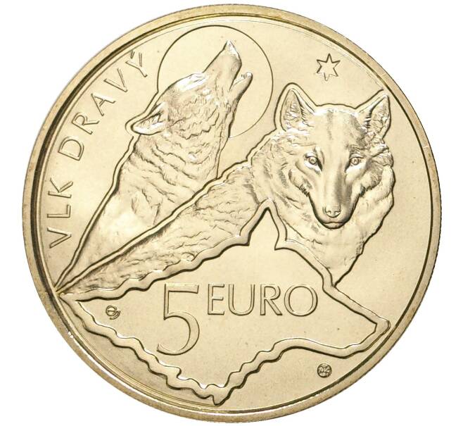 Монета 5 евро 2021 года Словакия «Волк» (Артикул M2-52097)