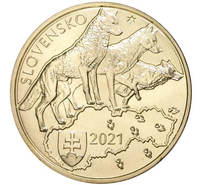 Монета 5 евро 2021 года Словакия «Волк» (Артикул M2-52097)